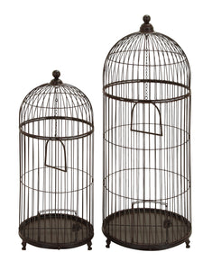 Metal Bird Cage Set/2 42", 32"H Garden Decor