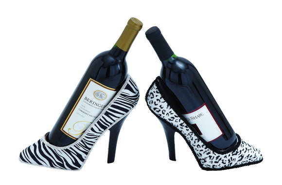 Elegant Polystone Shoe Fabric Wine Holder 2 Assorted