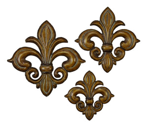 METAL WALL DECOR SET OF 3 WITH BRONZE FINISH IN FLOWER DESIGN