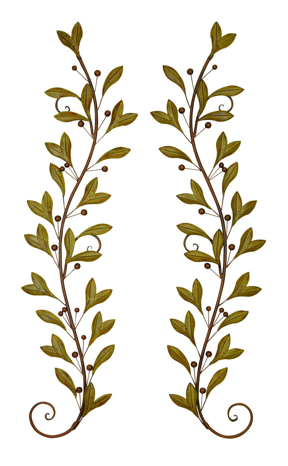 METAL WALL DECOR PAIR ADORED BEAUTIFULLY WITH LEAVES AND BEADS