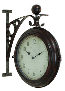 METAL WALL 2 SIDE CLOCK DESIGNED WITH ANTIQUE LOOK