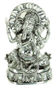 POLYSTONE GANESH WITH ANTIQUE SILVER FINISH