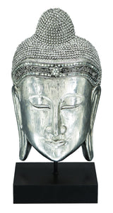 MEDITATING BUDDHA IN POLYSTONE BUDDHA HEAD REPLICA