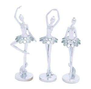 Dazzling and Beautiful Silver Polystone Ballet Dancer Assorted Set of Three