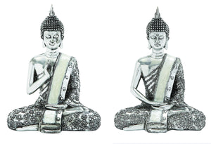 Poly Stone Spiritual Sitting Buddha Assorted Set of Two