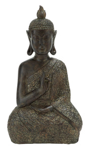 BROWN POLYSTONE BUDDHA DECOR 9 INCHES WIDE