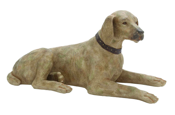 Poly stone Sitting Dog Statue in Khaki finish