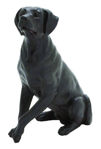 Attentive and Observant Poly Stone Sitting Dog Statue