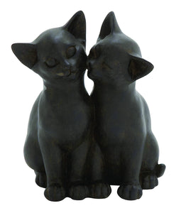 A Pair of Two Cuddling Figurine Poly Stone Cats