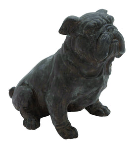 Antique Poly Stone Sitting Bulldog Statue