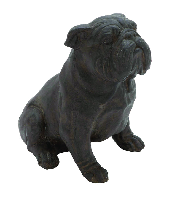 Poly Stone Sitting Bulldog Garden Statue