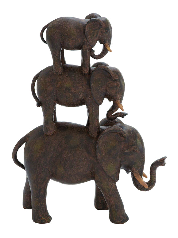 Poly Stone Elephant Stack of Three