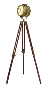 Unique Lamps - Brass Wood Studio Light 70"H, 28"W