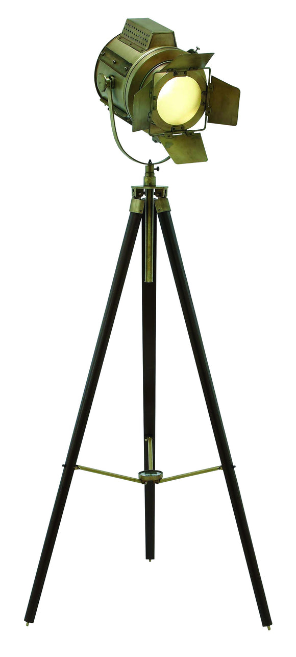 Wood Tripod Spot Light with Metal Fixtures