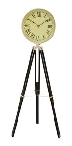 Elegant Designed Metal Wood Clock with Ivory Hued Dial