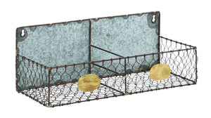 Hand Crafted Metal Wire Wall Rack with Two Sections