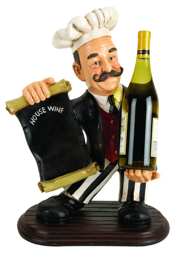 POLYSTONE CHEF WINE HOLDER BLACK 20 INCHES HIGH