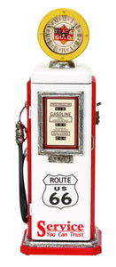 WOOD GAS PUMP CLOCK RED AND WHITE