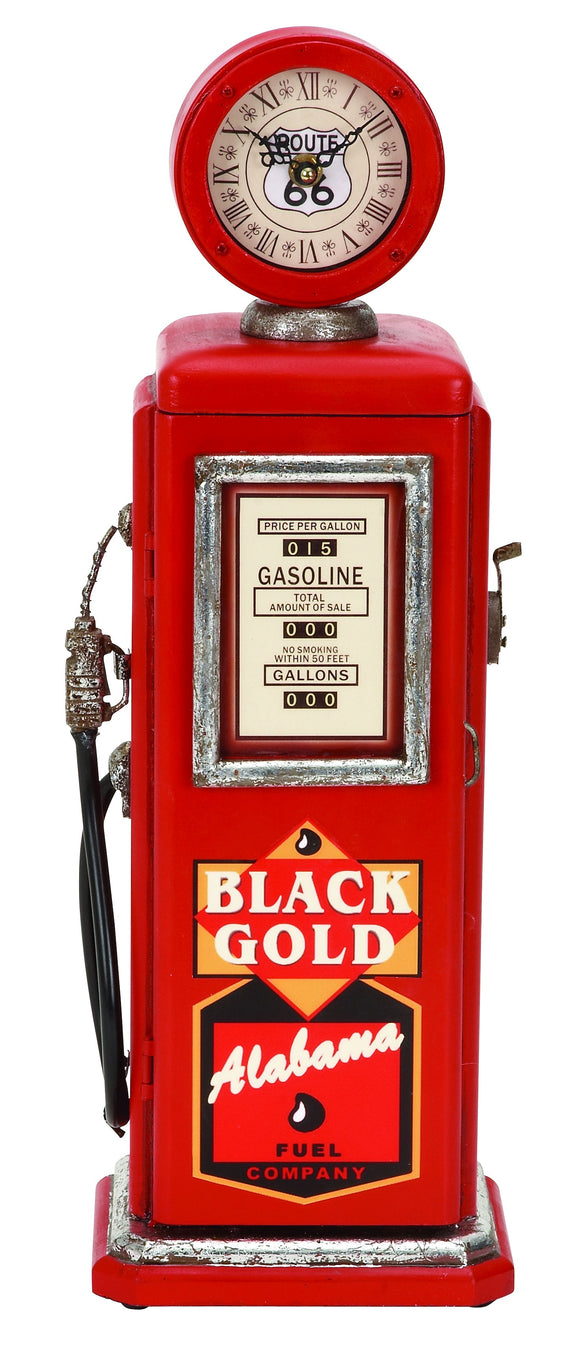 WOOD GAS PUMP CLOCK RED FOR TIME TRACK