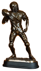 BROWN POLYSTONE FOOTBALL PLAYER BEAUTIFULLY CARVED