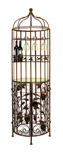 BROWN METAL GLASS WINE CABINET