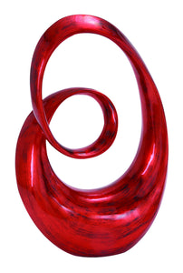 Rounded Corners Polystone Sculpture in Glossy Red and Black