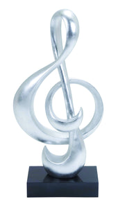 Polystone Foil Finish Silver Sculpt in Musical Note Shape