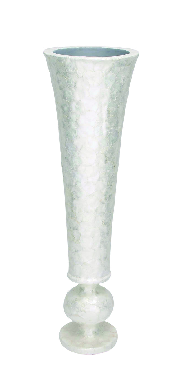 Narrow Design Poly Stone Capiz Vase (Large)