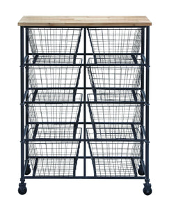 Metal Wood Storage Mobile Cart with 41" H, 29