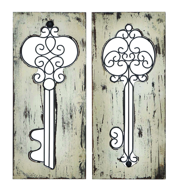 Modern Design Wood Metal Wall Panel - Set of 2