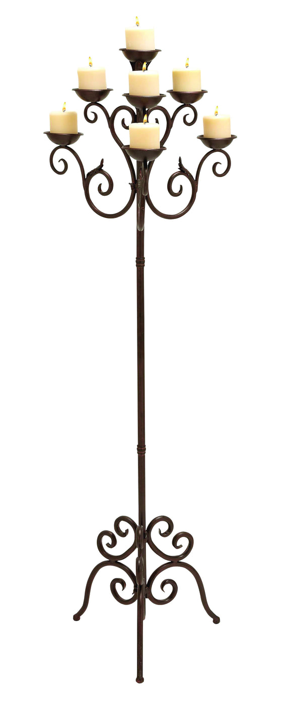 Candelabra in Copper Brown Finish with Seven Votive