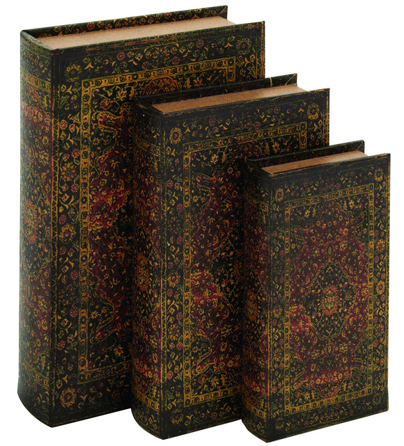 Decorative Wood Fabric Book Box Set of Three