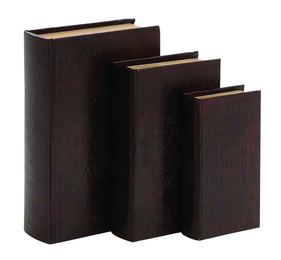 Decorative Wood Vinyl Book Box Set of Three