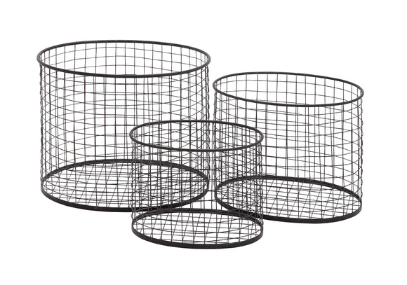 The Oval Set of 3 Metal Wire Basket