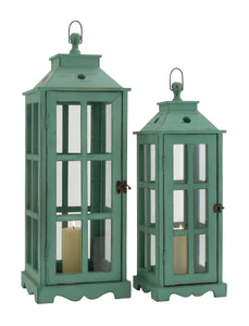 The Spiritual Set of 2 Wood Glass Lantern