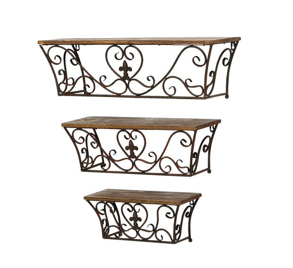 Classic Metal Wall Shelf with Sublime Curves - Set of 3