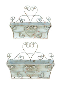 Classic Metal Wall Planter with Rustic Finish - Set of 2