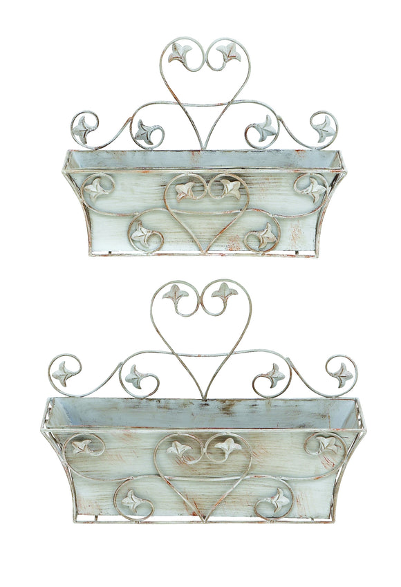 Classic Metal Wall Planter with Rustic Finish - Set of 2