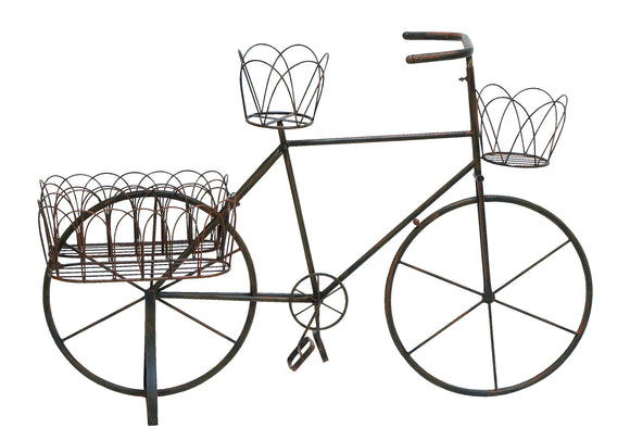 Metal Planter Bike with Intricately Carved Aesthetic Appeal