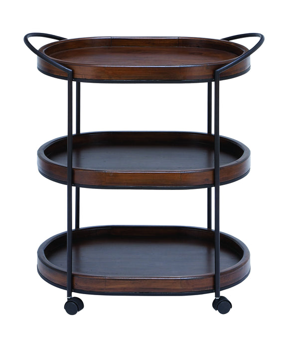 Metal Wooden 3 Tier in Dark and Natural Wood Finish