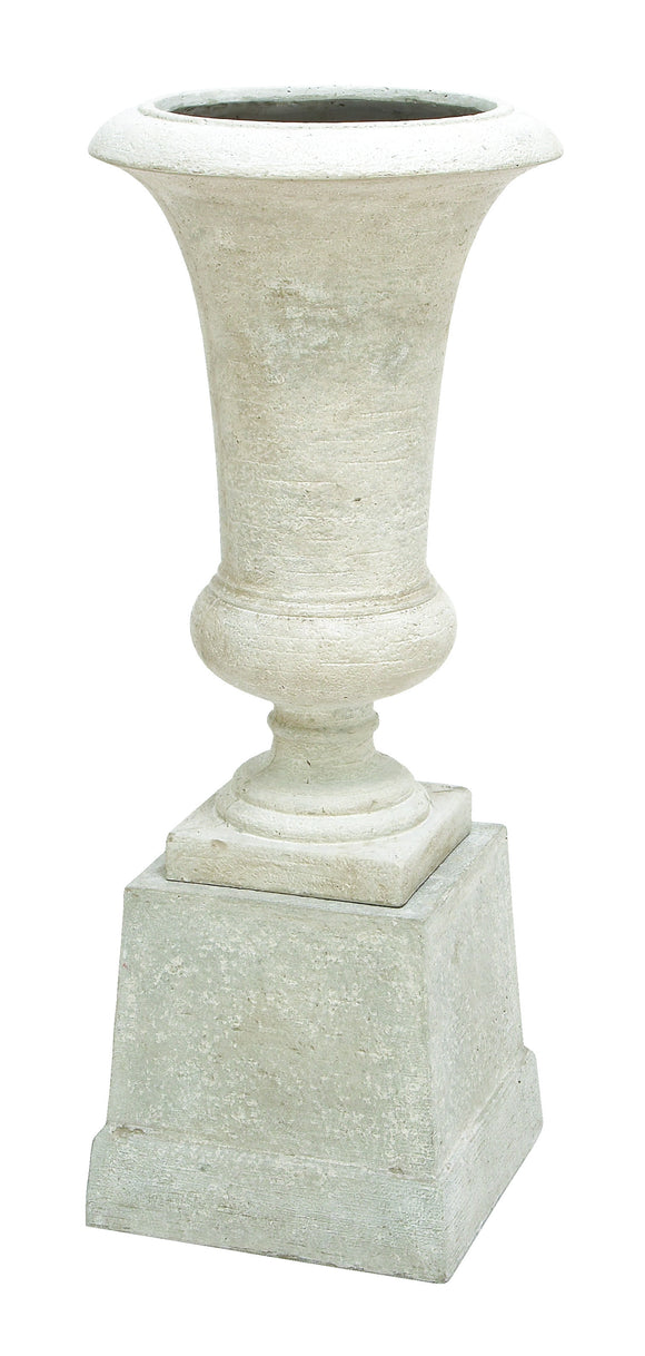 Fiber Stone Urn in Cream Shade with Minimal Detailing - Set of 2