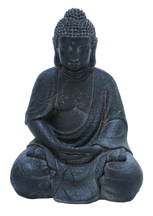 Fiber Stone Buddha with Elegant Detailing in Black Color