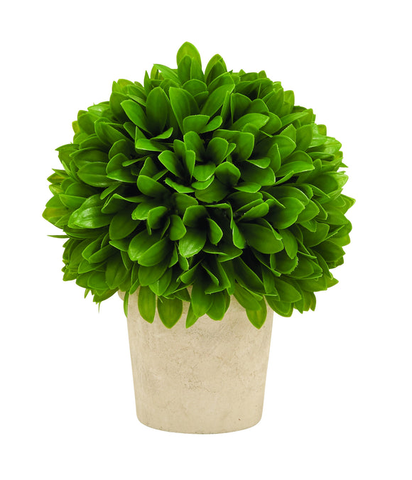 Intricately Styled Vibrant Green Colored Vinyl Leaf Ball in Pot