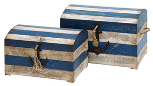 Trunk with Striped Pattern and Anchor Figurine - Set of 2