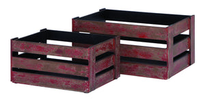 Wood Crate S/2 20", 16"W with Rustic Finish