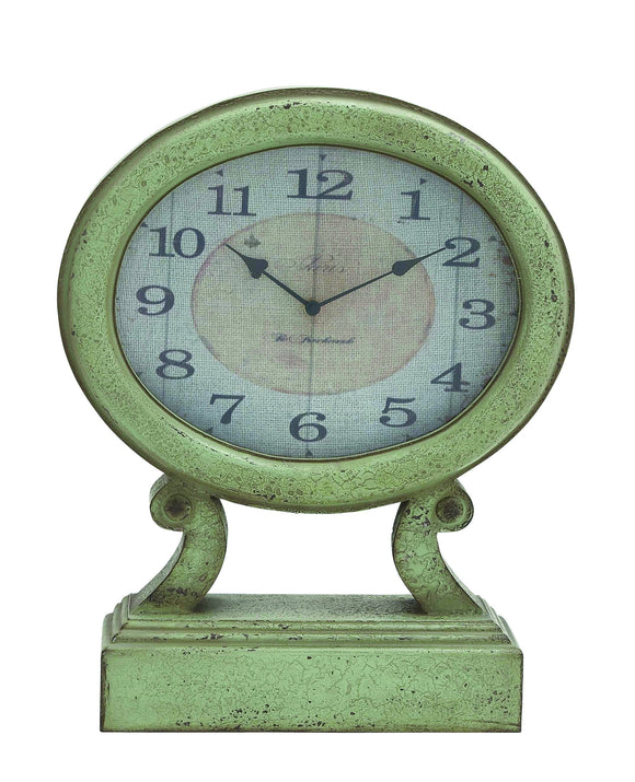 Rustic Wood Table Clock in Light Turquoise Shade