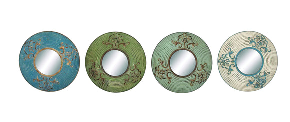 Round Shaped Metal Wall Mirror Décor Set of Four