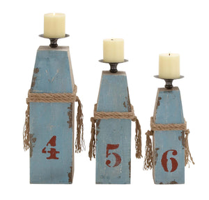 Customary Styled Wood Metal Candle Holder