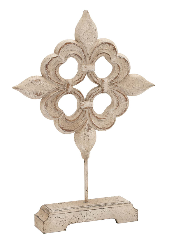 White Polished Attractive Wood Fleur Di Lis White