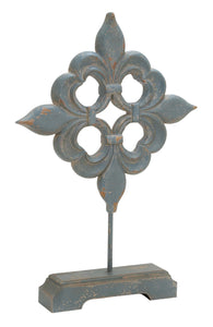 Blue Polished Attractive Wood Fleur Di Lis White